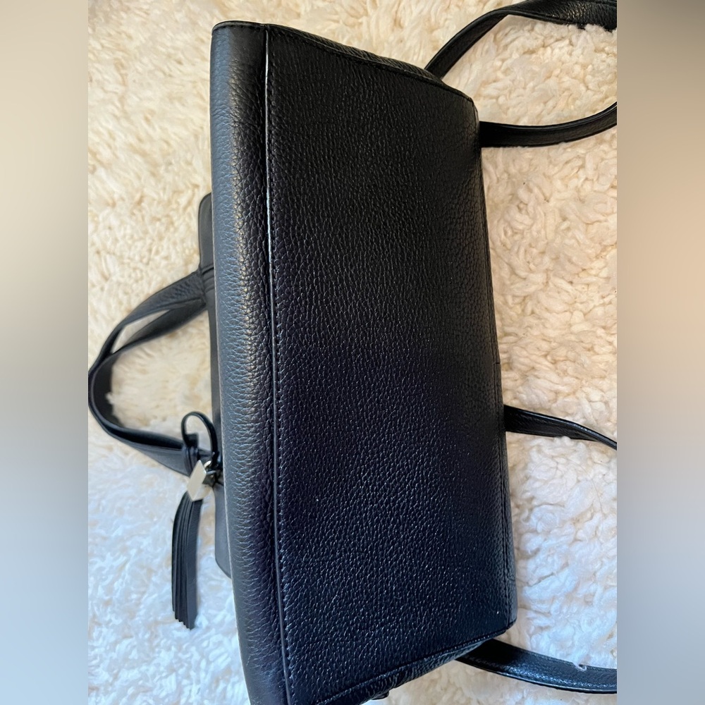 Kate Spade Dominique Grey Street Satchel Bag Black Pebbled Leather Crossbody - Picture 6 of 10